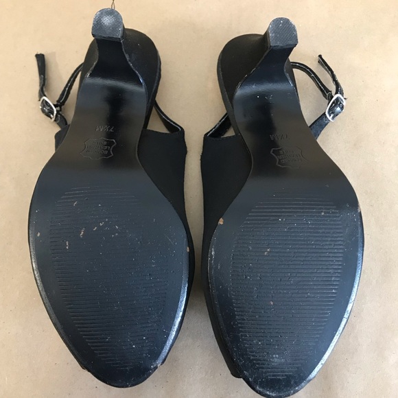 Dressbarn Black Heels 7.5 Strap Strapy Flower Sling - Picture 7 of 8